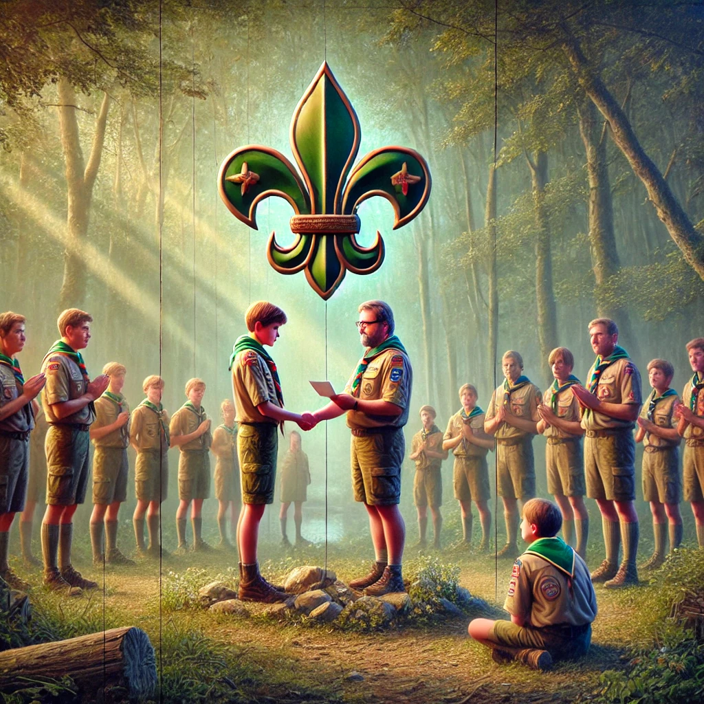 promessa scout; tradizione scout; uscita reparto; campo estivo un giovane scout pronuncia la sua promessa: impegno di vita nello scoutismo