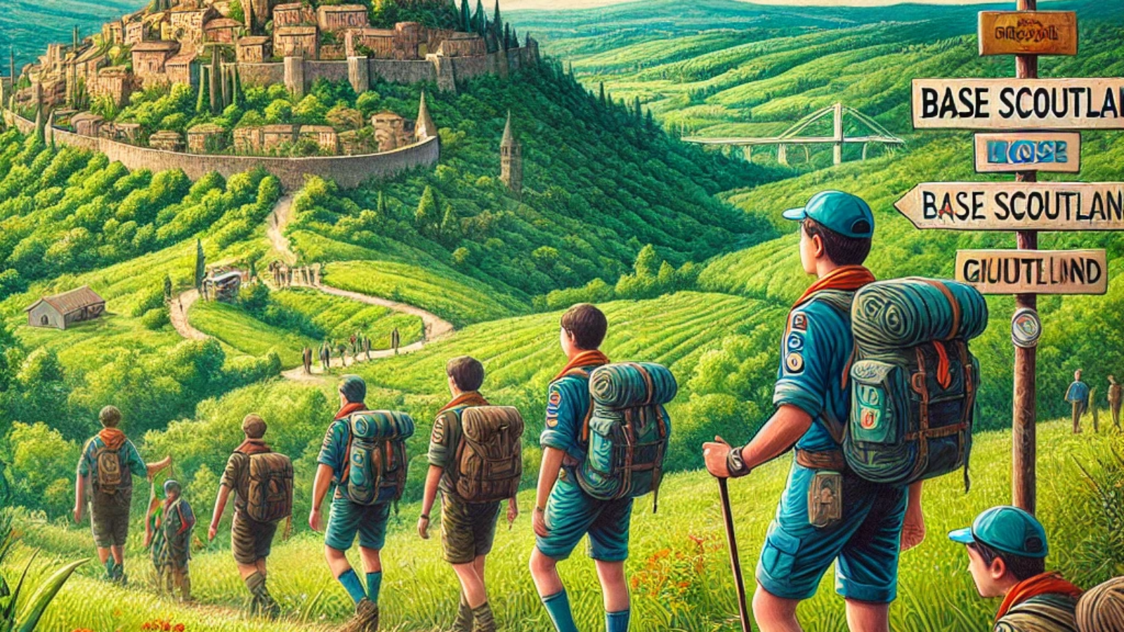 hike di squadriglia: scout nella base scotland durante un uscita/ campo estivo a rocca massima
